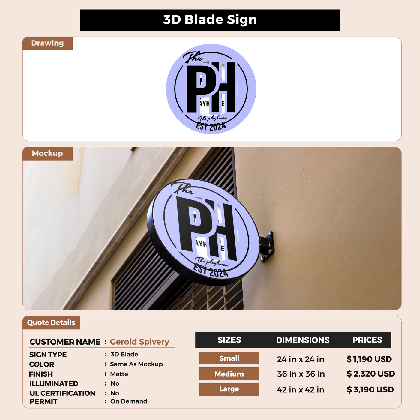 Custom Signs for Geroid Spivery