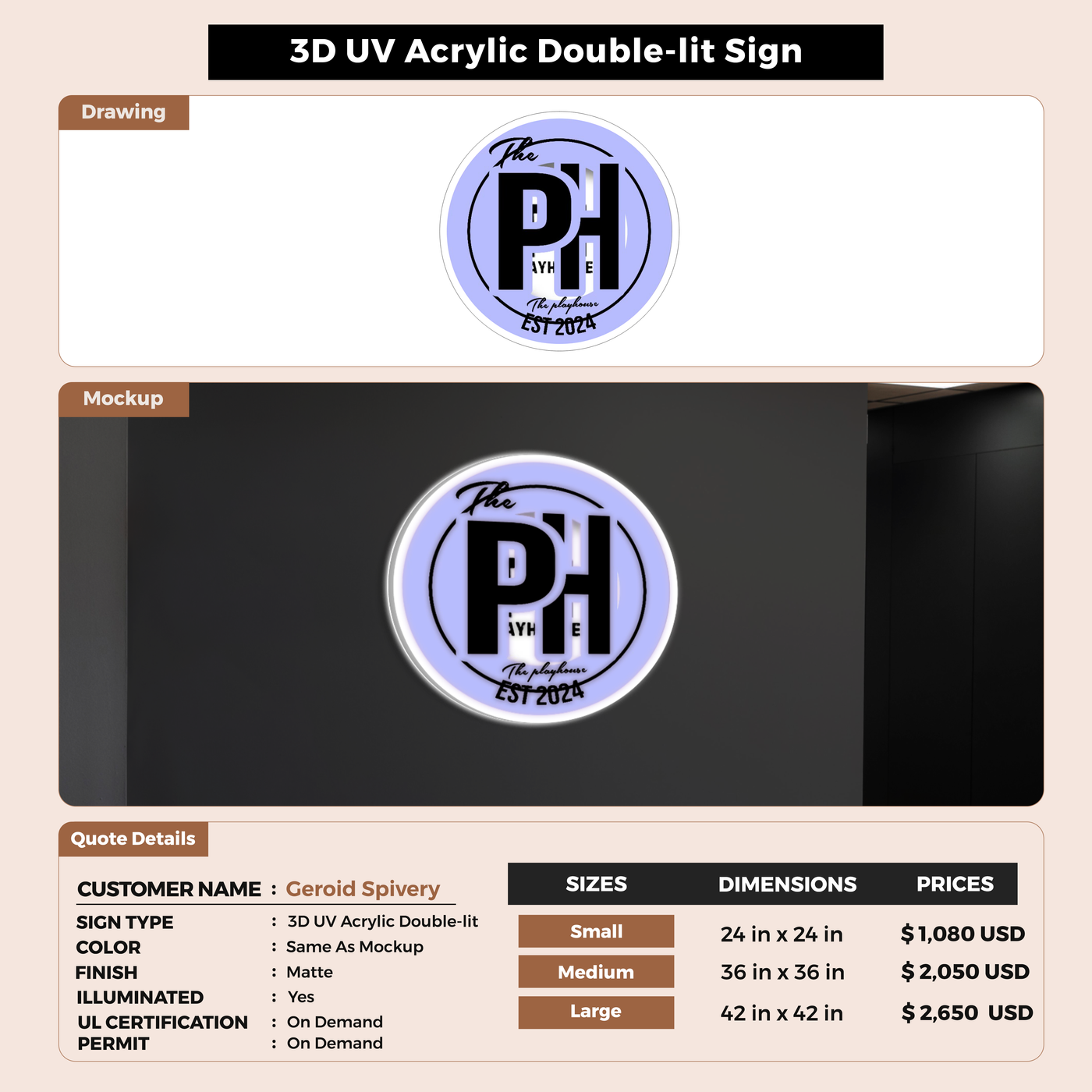 Custom Signs for Geroid Spivery