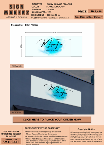 3D UV Acrylic Front-Lit Sign For Ellen Phillips