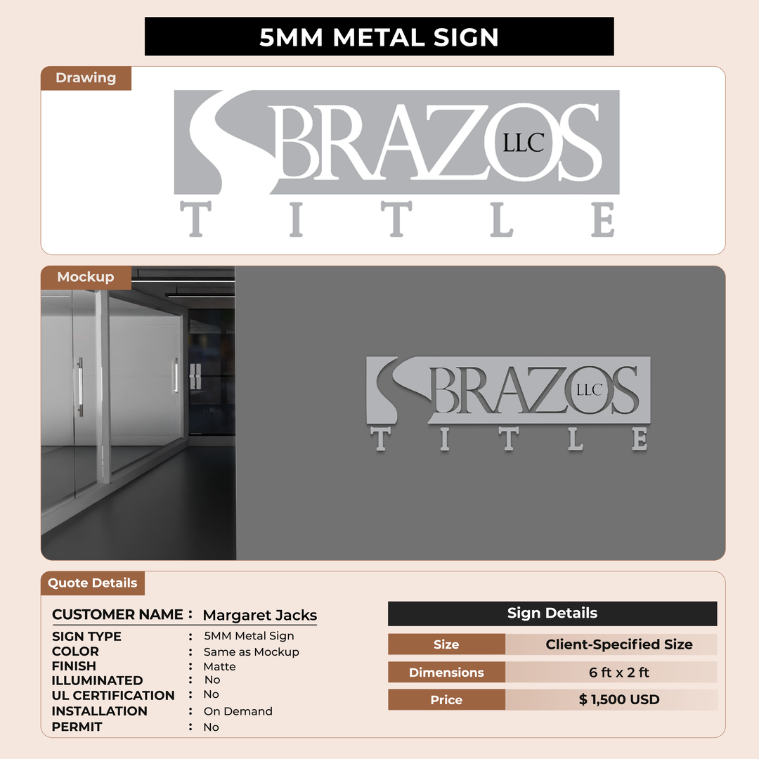 5mm metal sign for Margaret Jacks