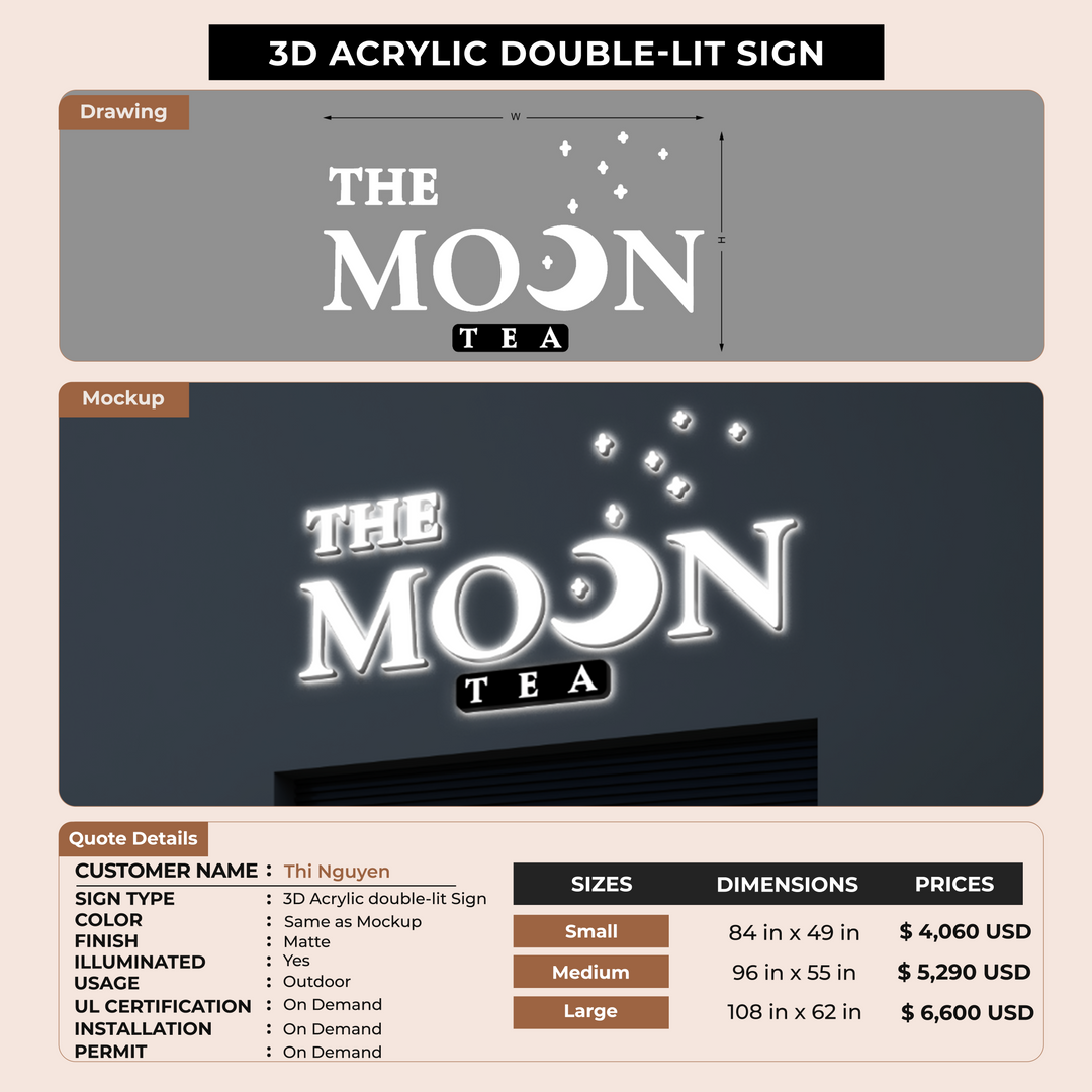 3D Acrylic Double-lit Sign For Thi Nguyen