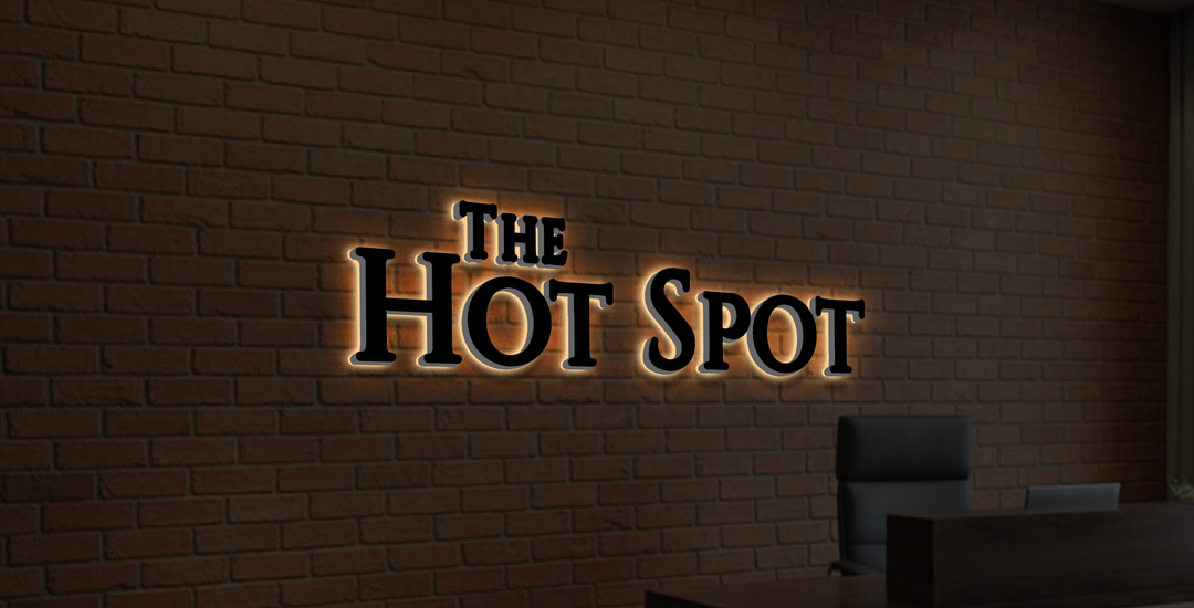 CUSTOM MOCKUP SIGN FOR The HOT SPOt