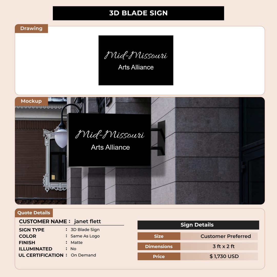 3D Blade Sign For janet flett