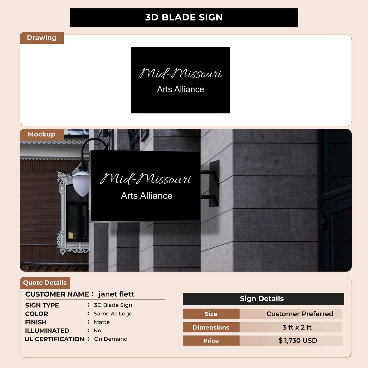 3D Blade Sign For janet flett