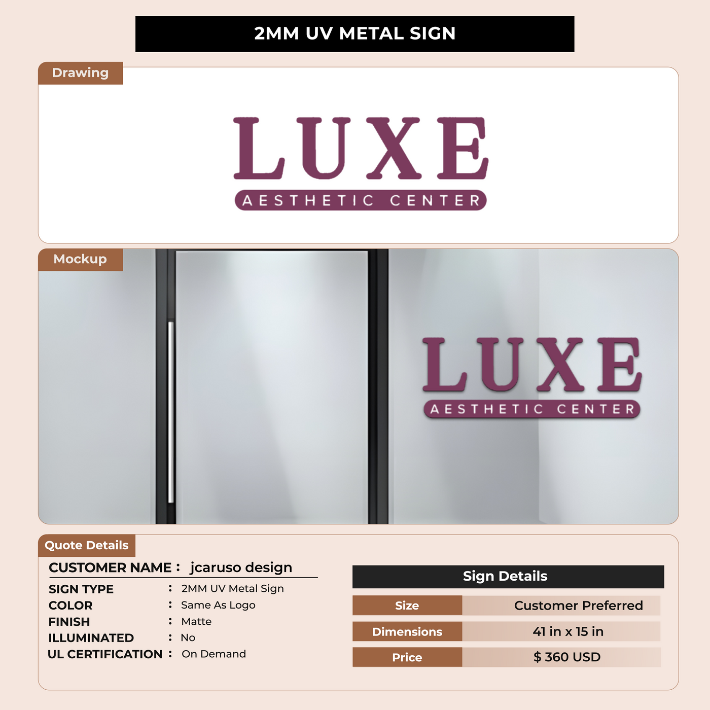 Custom Signs for Jcaruso desgin