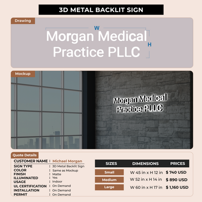 3D Metal Backlit Signs for Michael Morgan