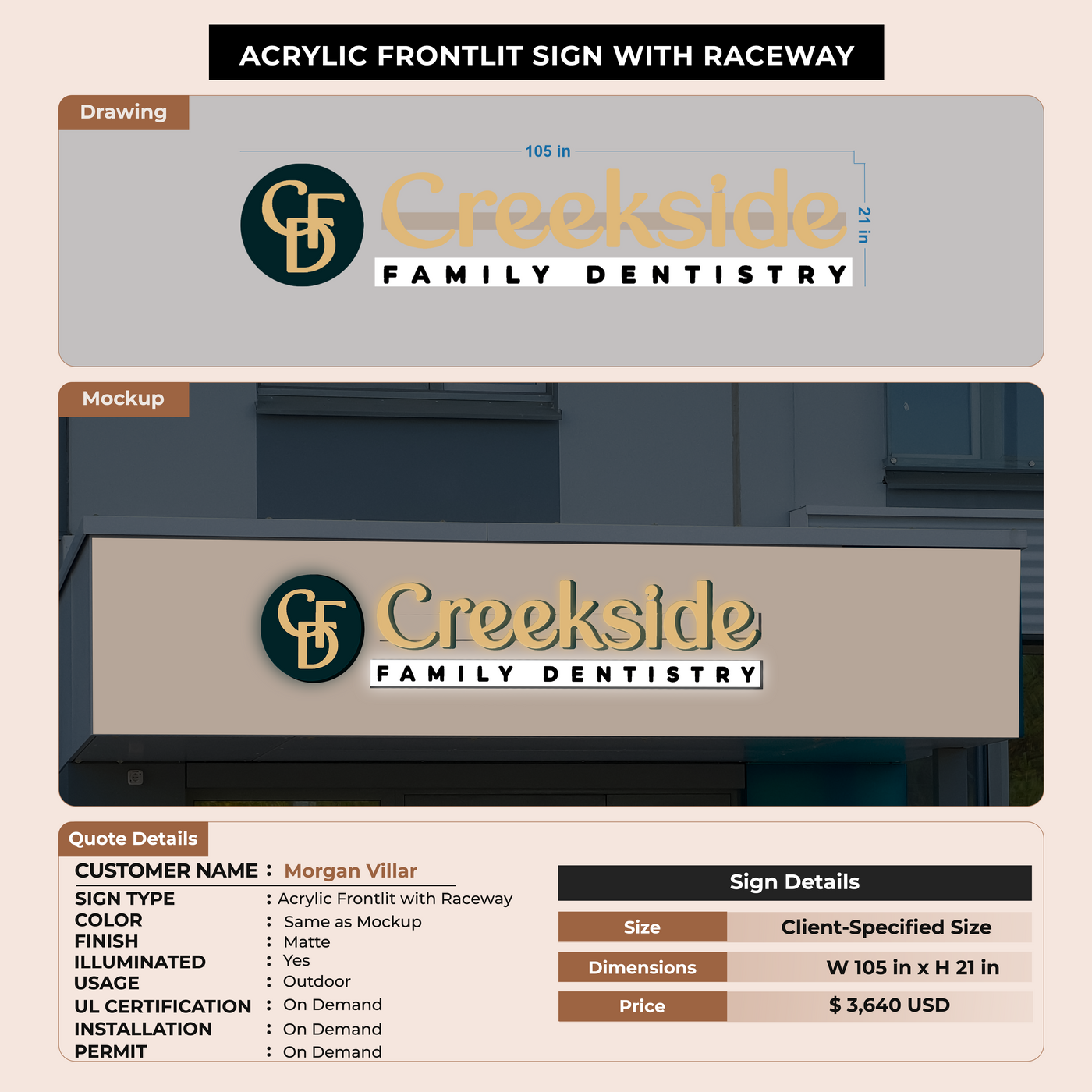 Business signage for Morgan Villar