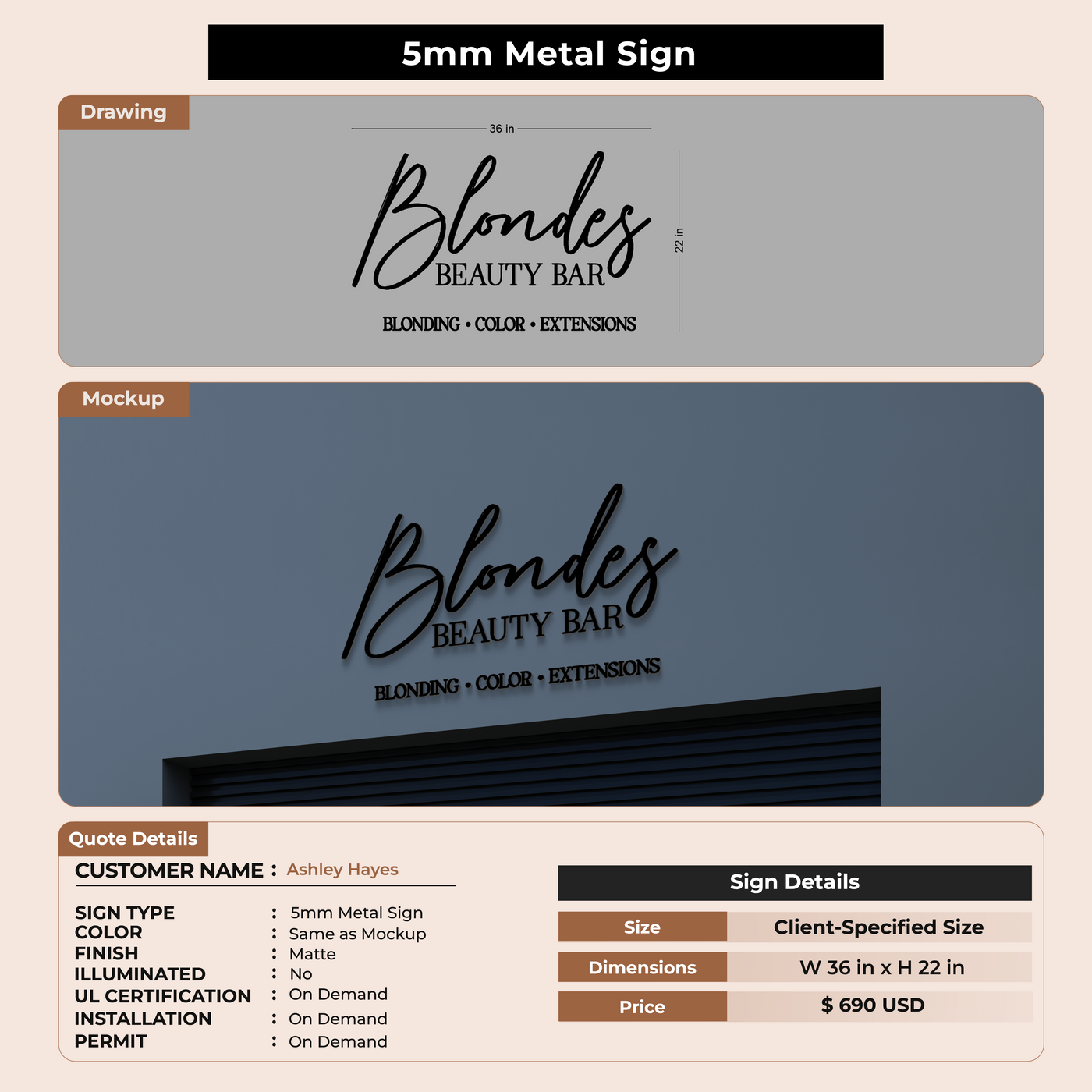 5MM Metal Sign For Ashley Hayes