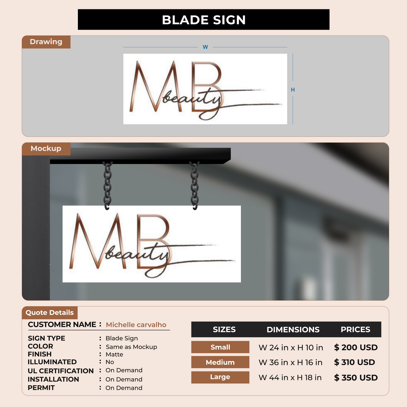 2D Blade Sign For Michelle carvalho