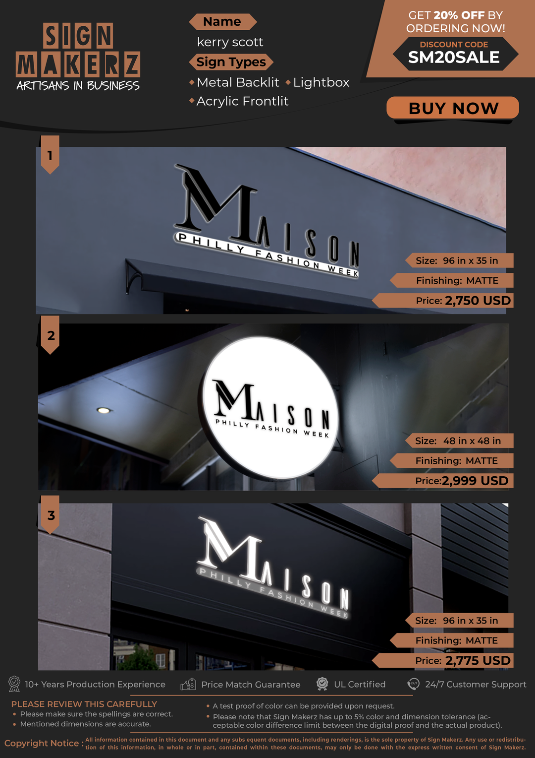 Business Signs for kerry scott