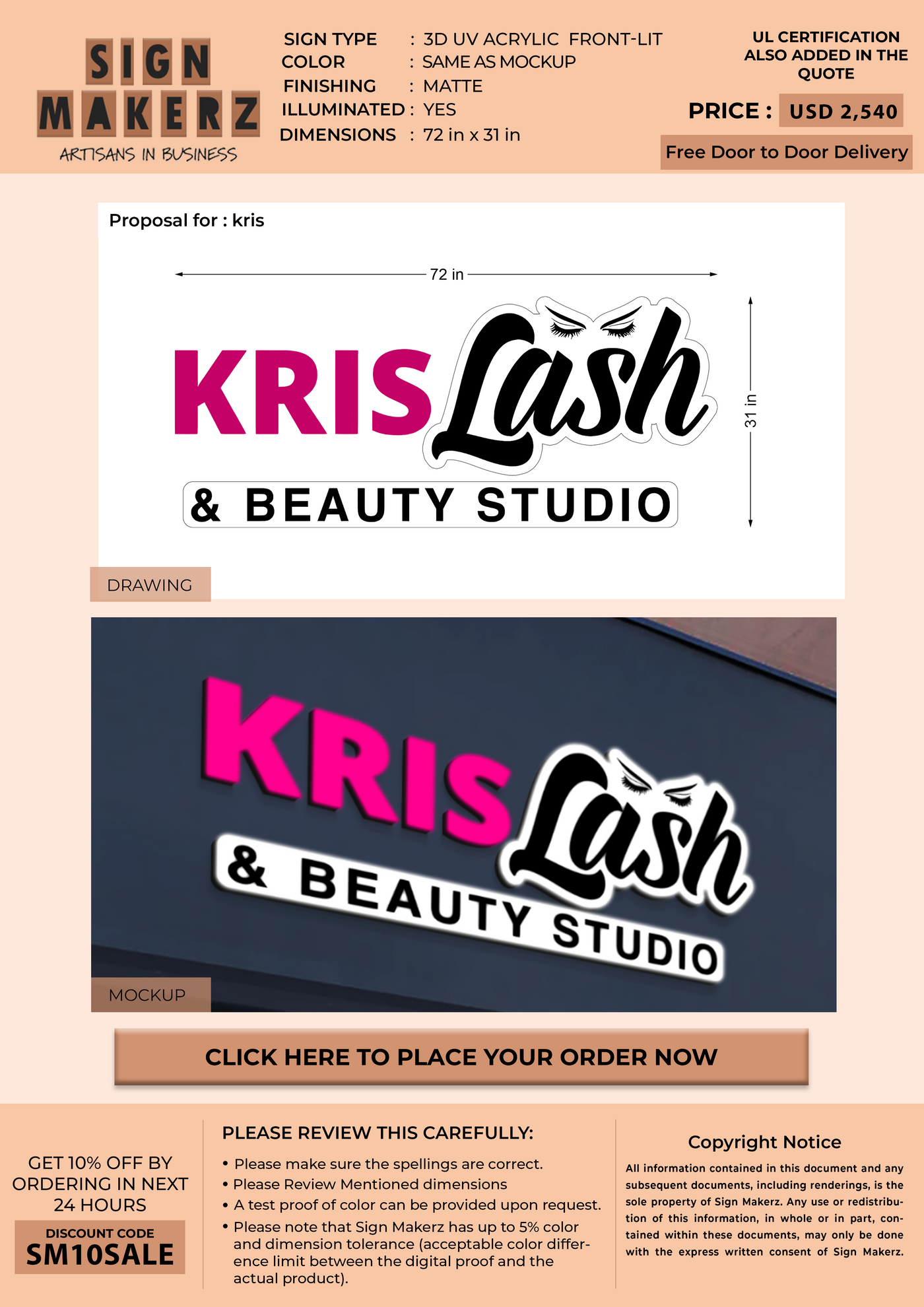 3d acrylic frontlit for kris