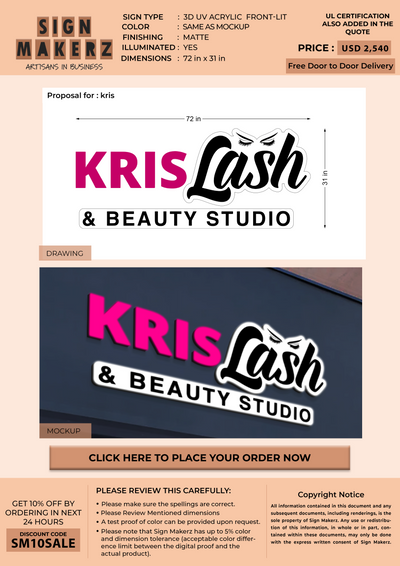3d acrylic frontlit for kris