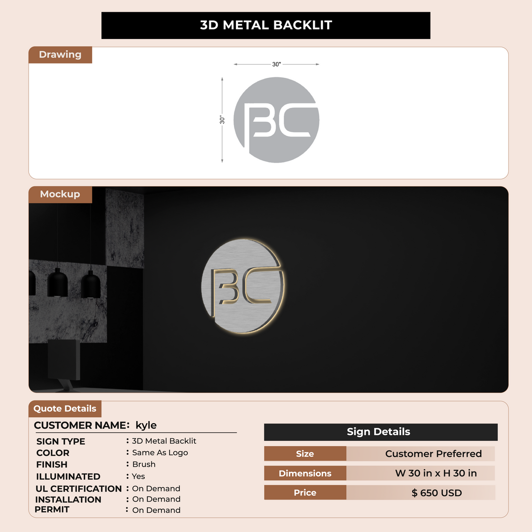 3D Metal backlit for kyle@biochannelsacupuncture.com