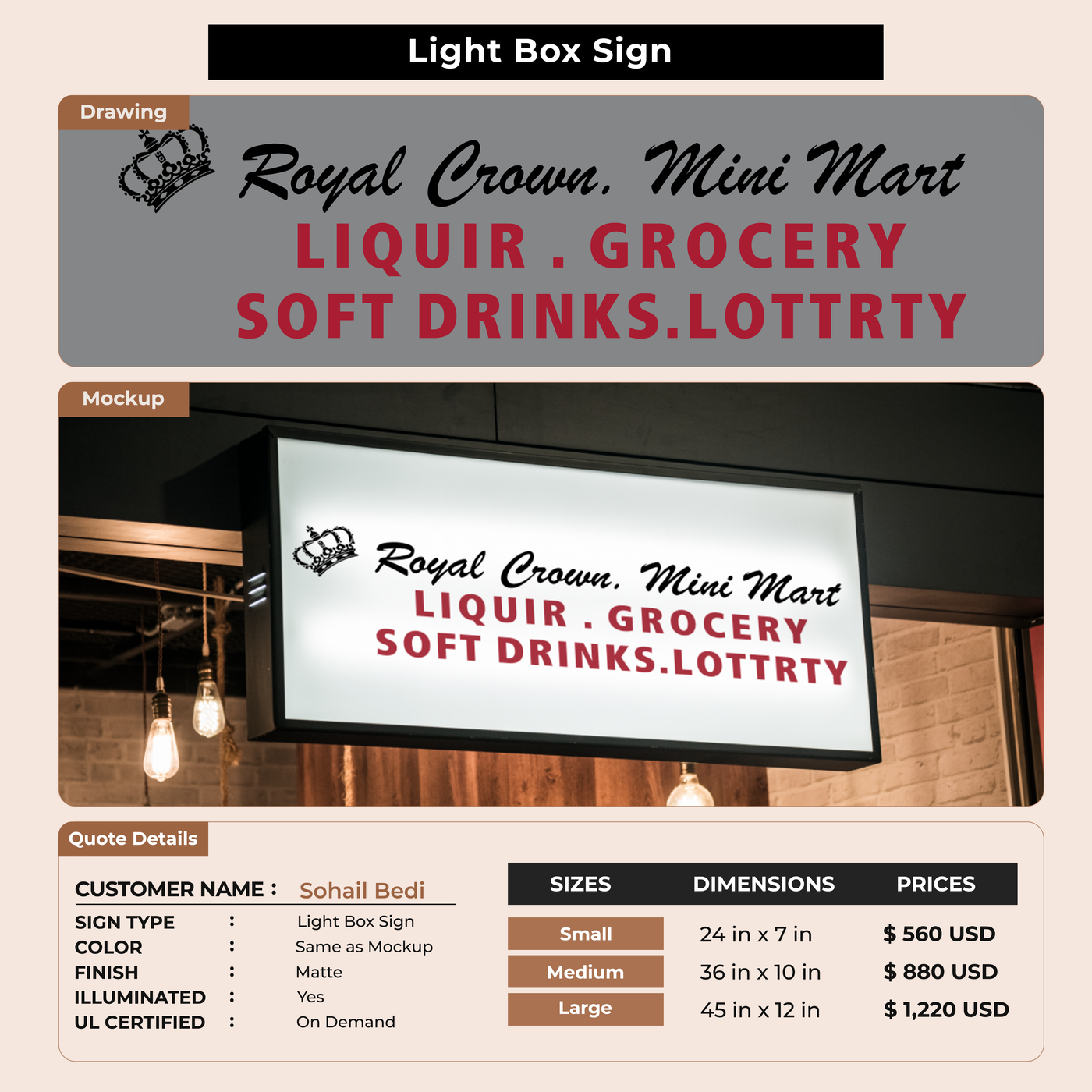 Custom Signs For Sohail Bedi