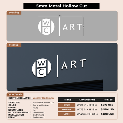 5MM Metal Sign For Wesley Holleman