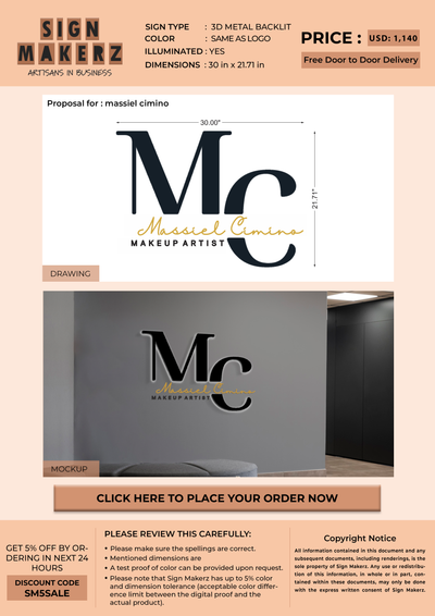 Business signage for massiel cimino