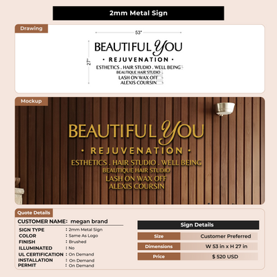 2mm metal sign for megan brand