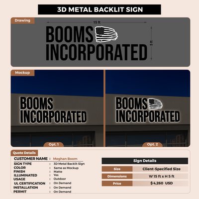 3D Metal Backlit for Meghan Boom
