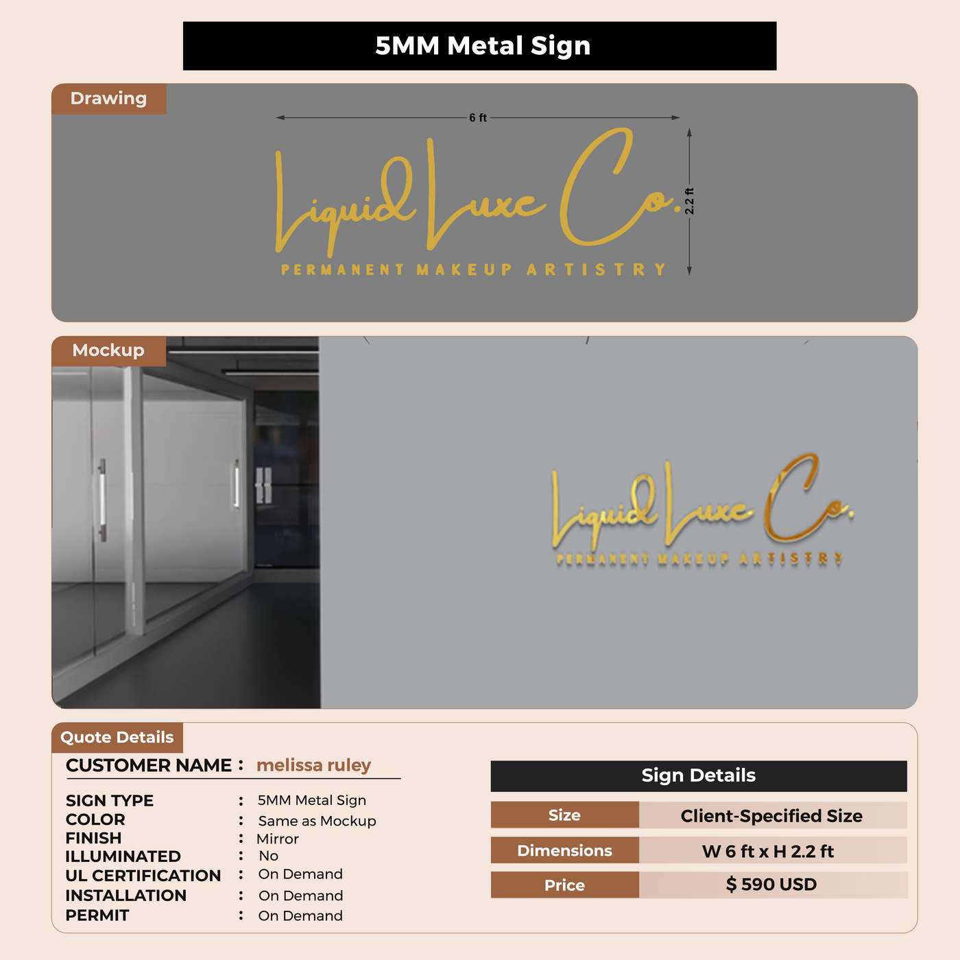 5MM Metal Sign for melissa ruley
