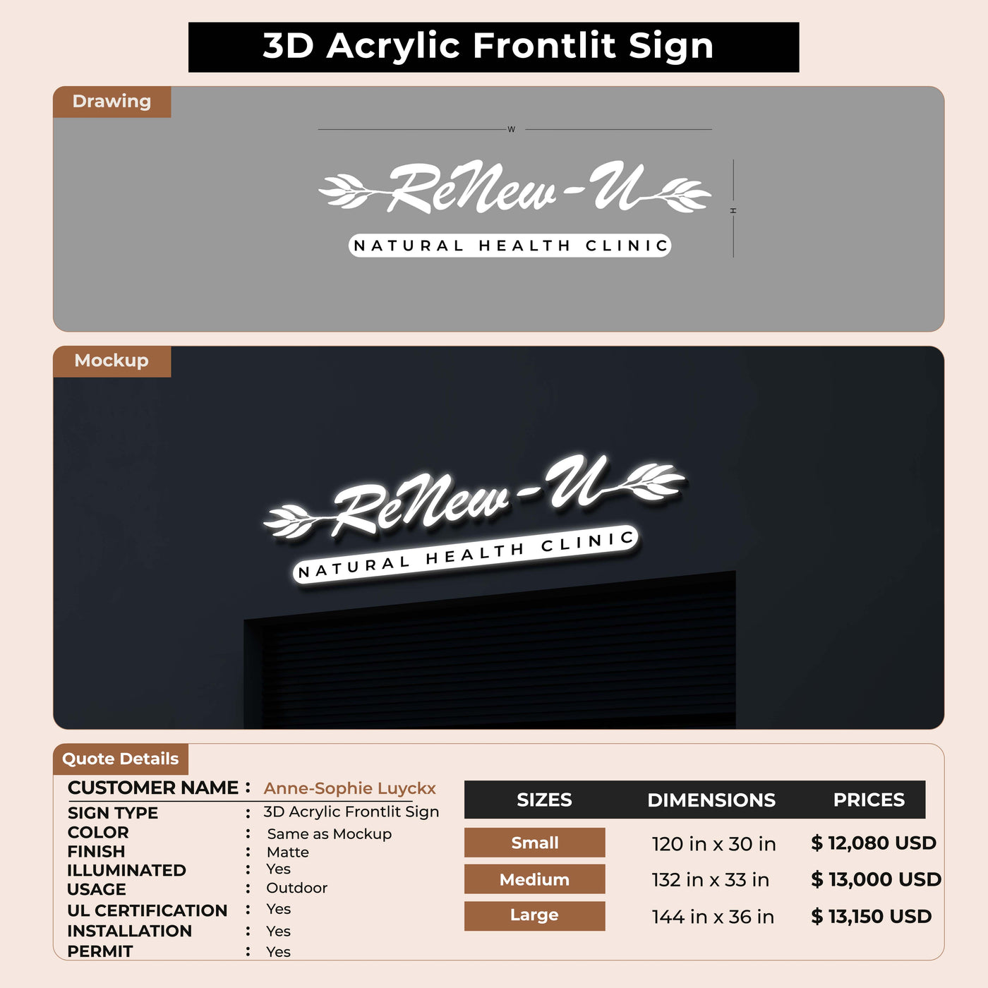 3d acrylic frontlit for Anne-Sophie Luyckx