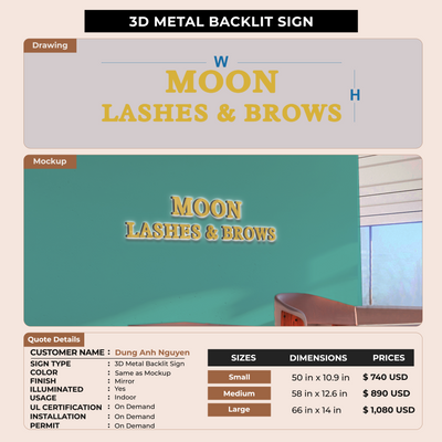 3D Metal Backlit Sign for Dung Anh Nguyen