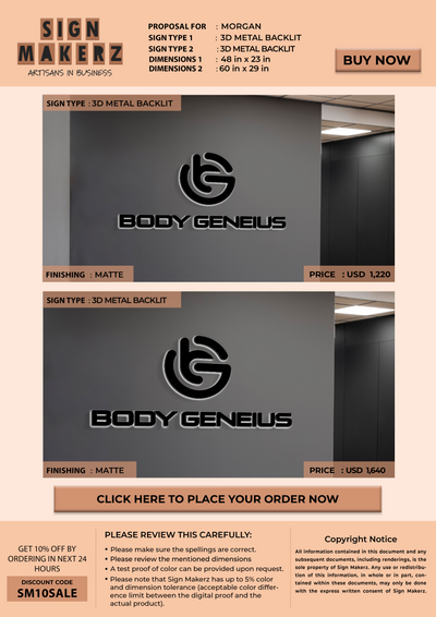 Business signage for Morgan