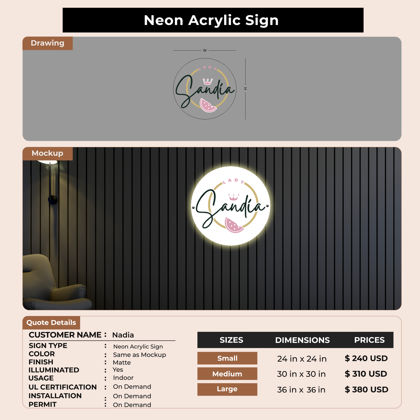 custom sign for Nadia