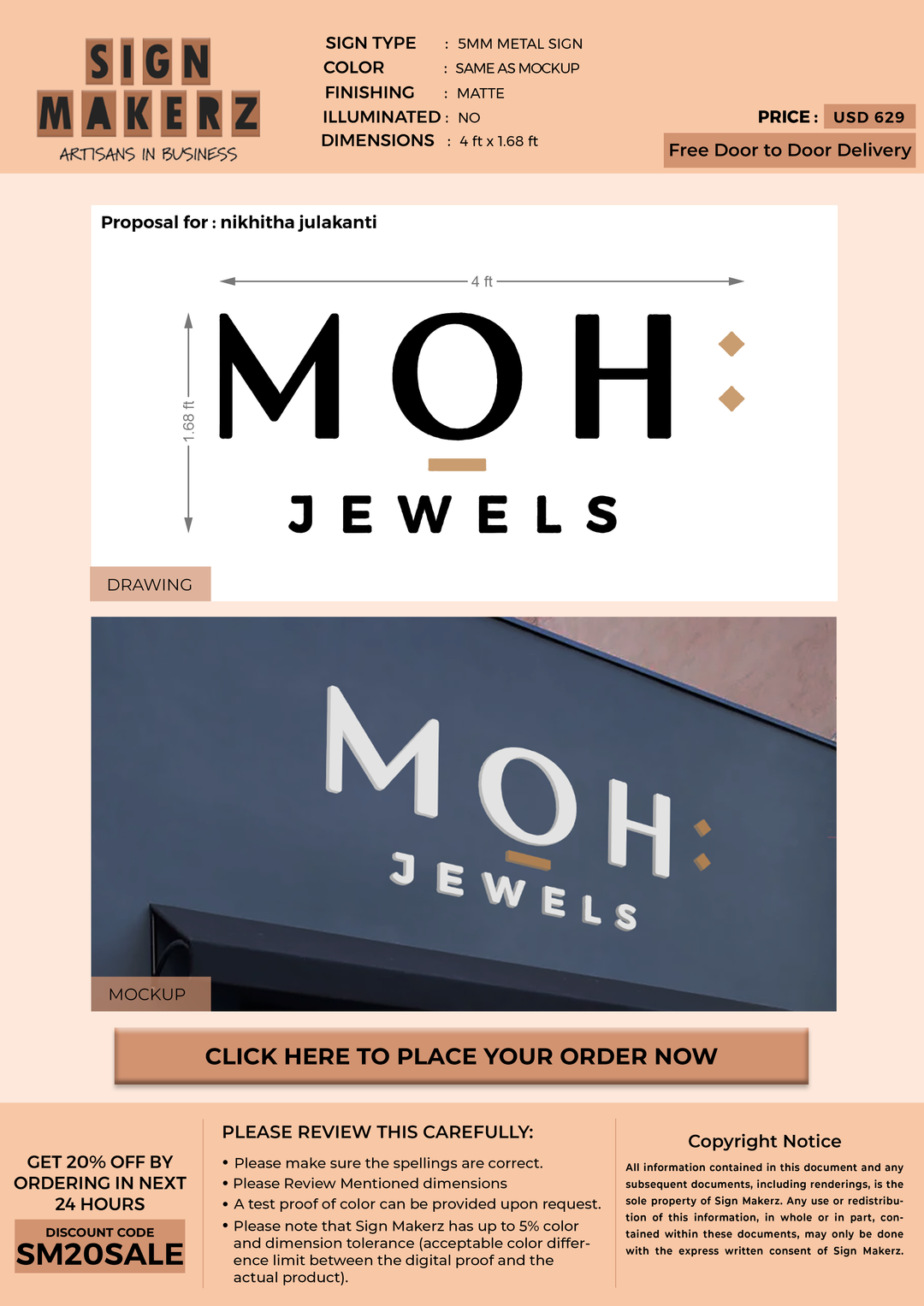 5mm Metal sign for nikhitha julakanti