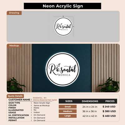Custom Signs for ROSENTAL.  BY: Mónica Rosental hair stylist