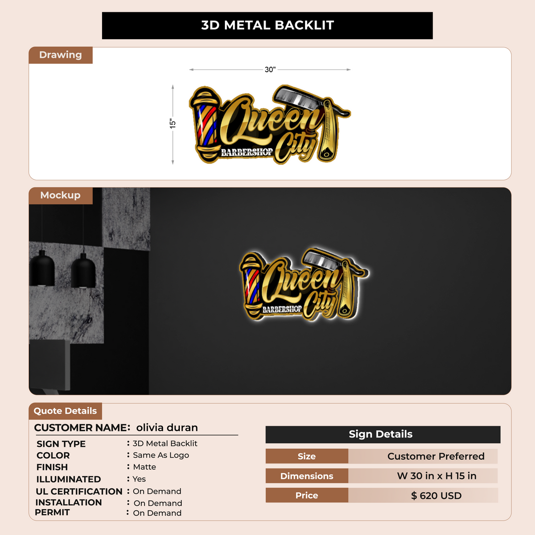 3D Metal Backlit for olivia duran