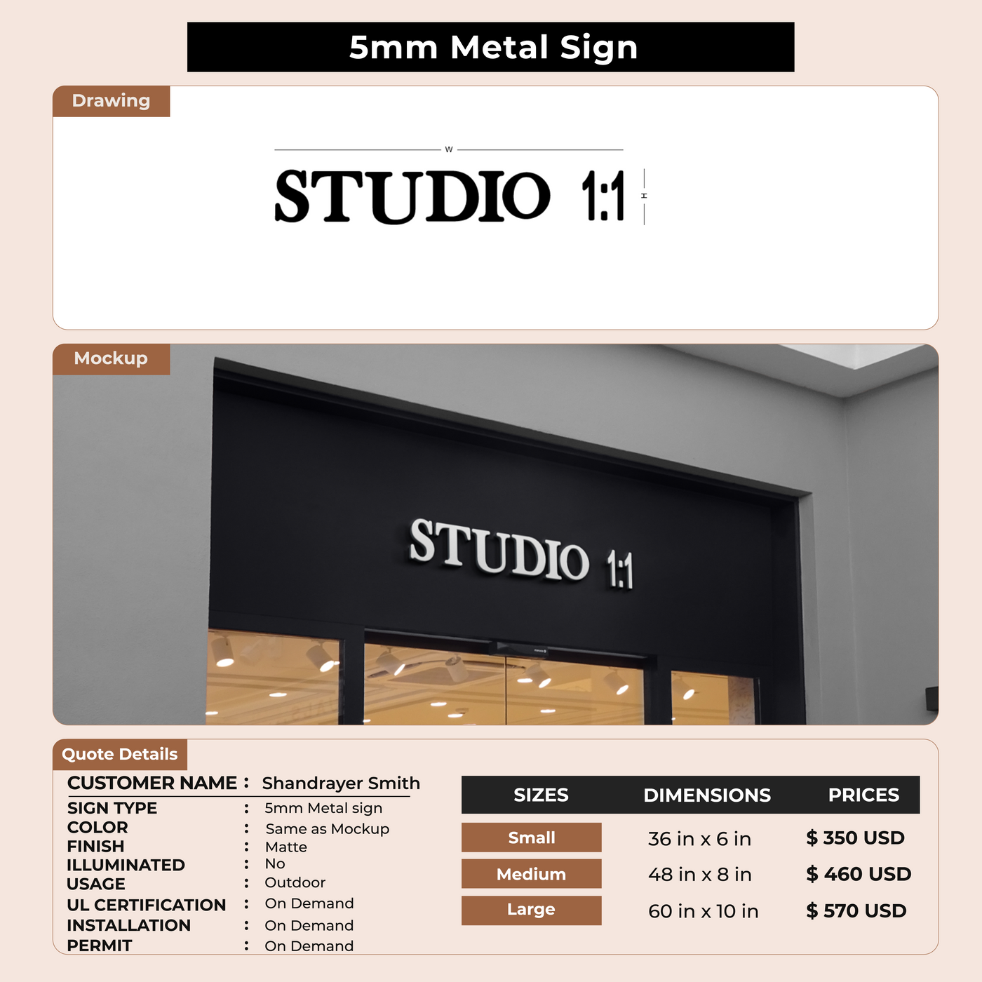 5MM  Metal Sign for Shandrayer Smith