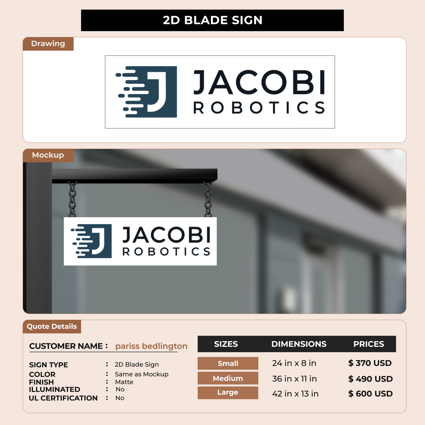 Business signage for pariss bedlington