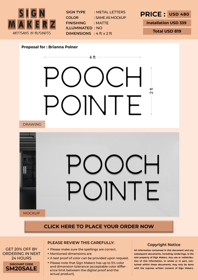 Business signage for Brianna Polner
