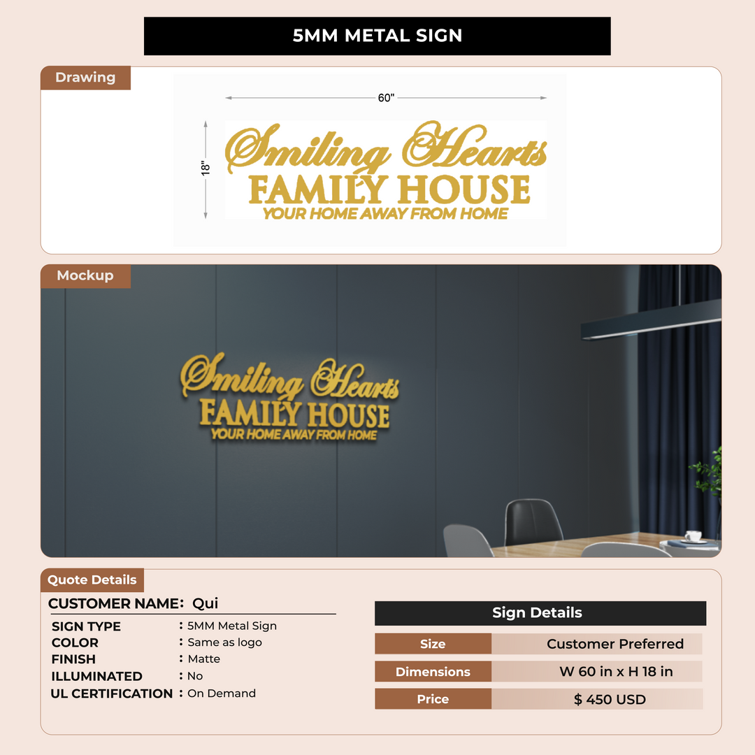 5MM Metal Sign for Qui