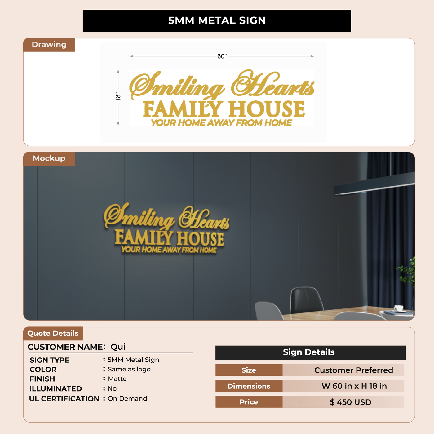 5MM Metal Sign for Qui