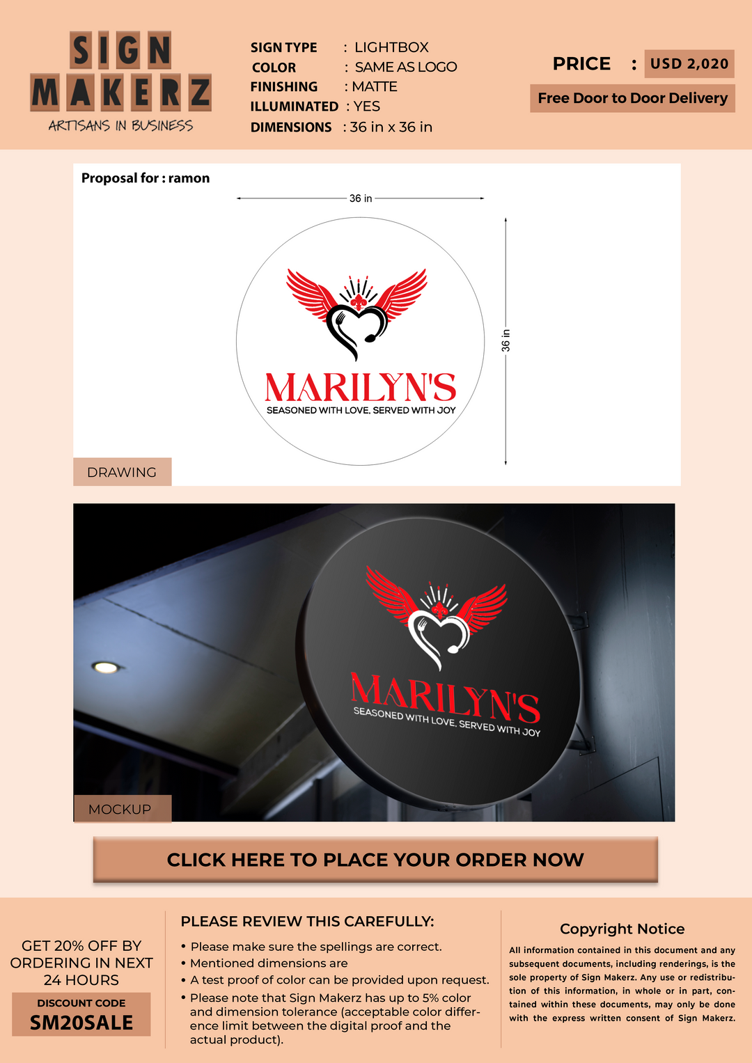 Ligthbox Sign for ramon