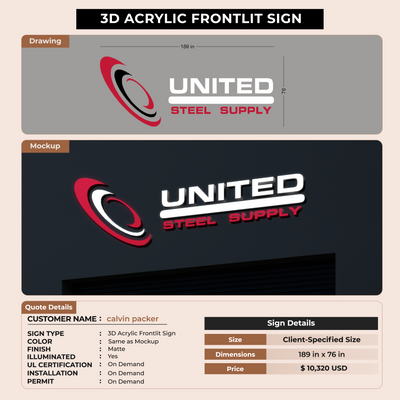 3D Acrylic Front-lit Sign For calvin packer