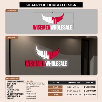 3D Acrylic Double-lit Sign for Sophie