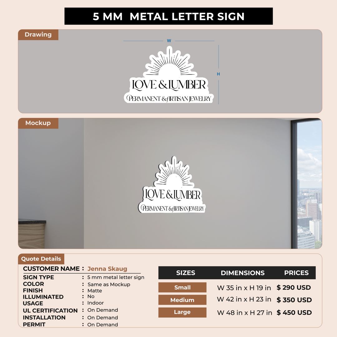 5 mm metal letter for Jenna Skaug