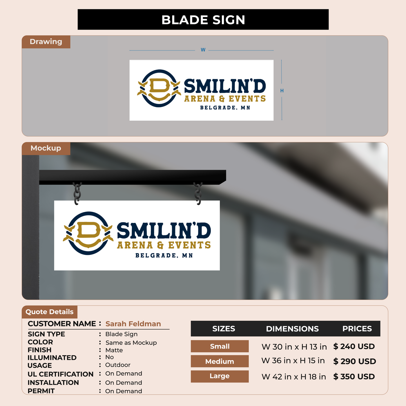 Blade Sign For Sarah Feldman