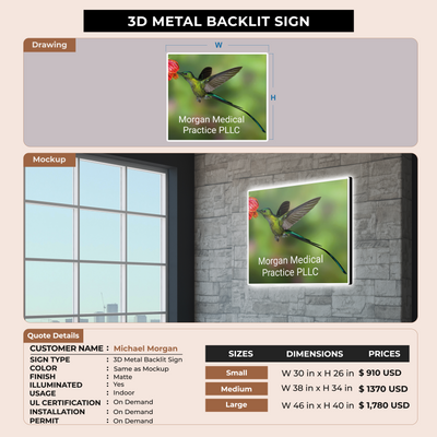 3D Metal Backlit Signs for Michael Morgan