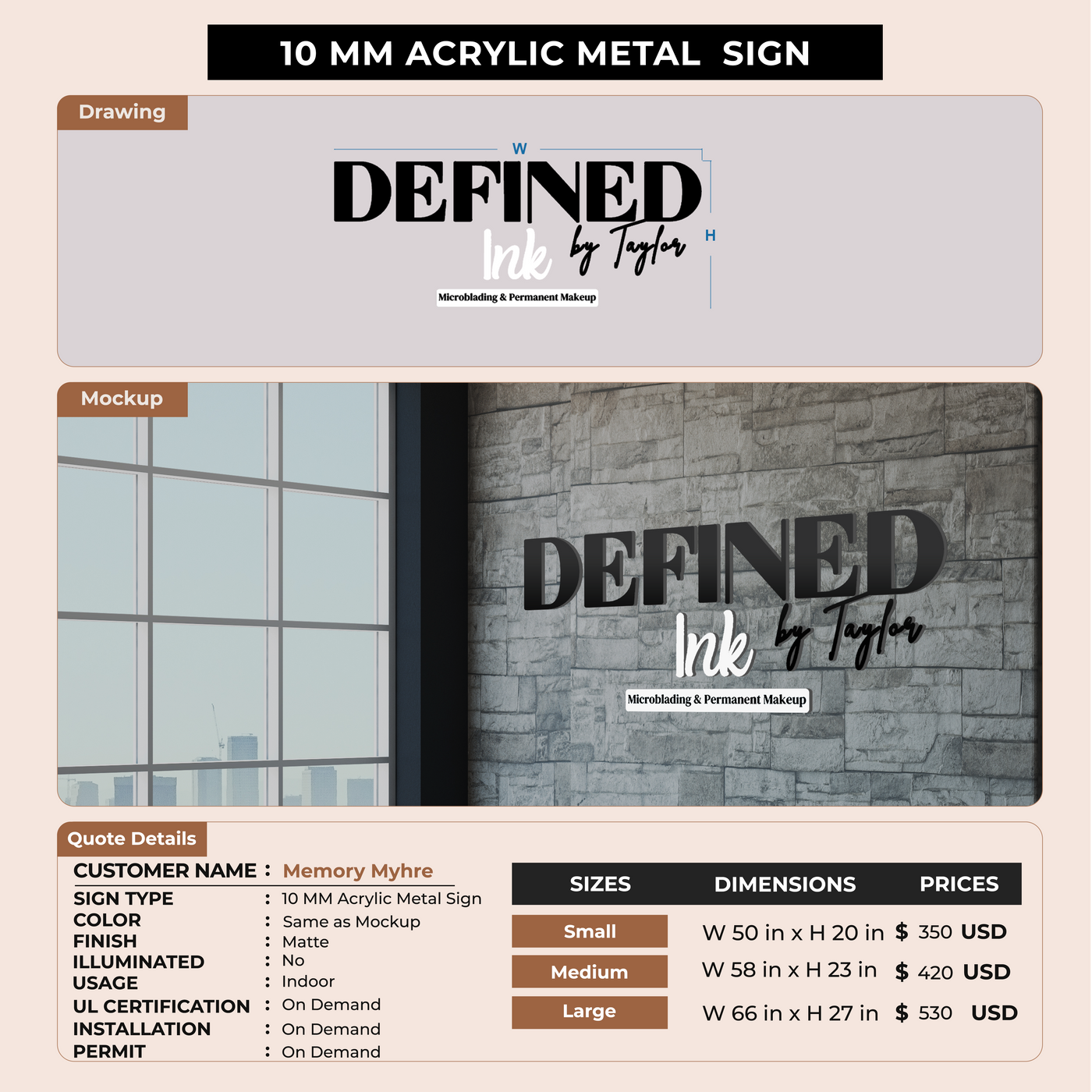 Custom Signs for Memory Myhre