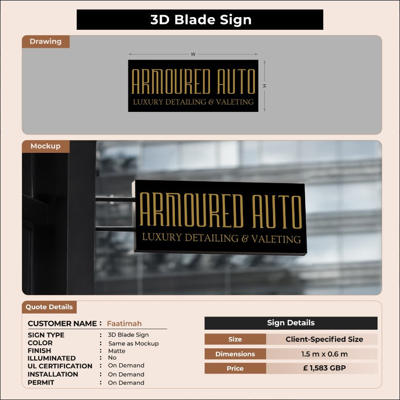 3D Blade Sign for Faatimah