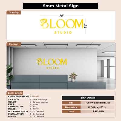 5MM Metal Sign For Vivian