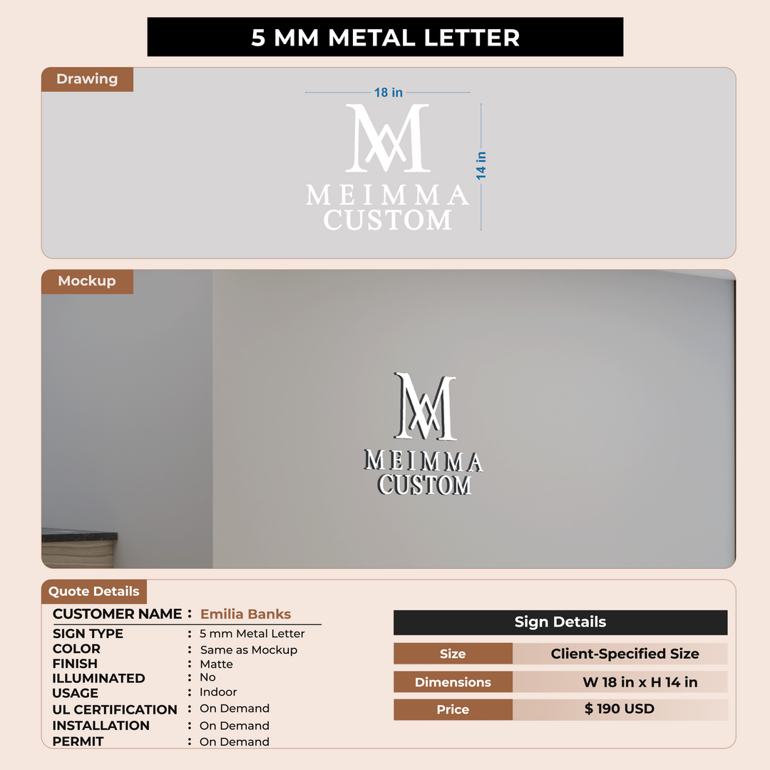 5 MM Metal Letter For Emilia Banks