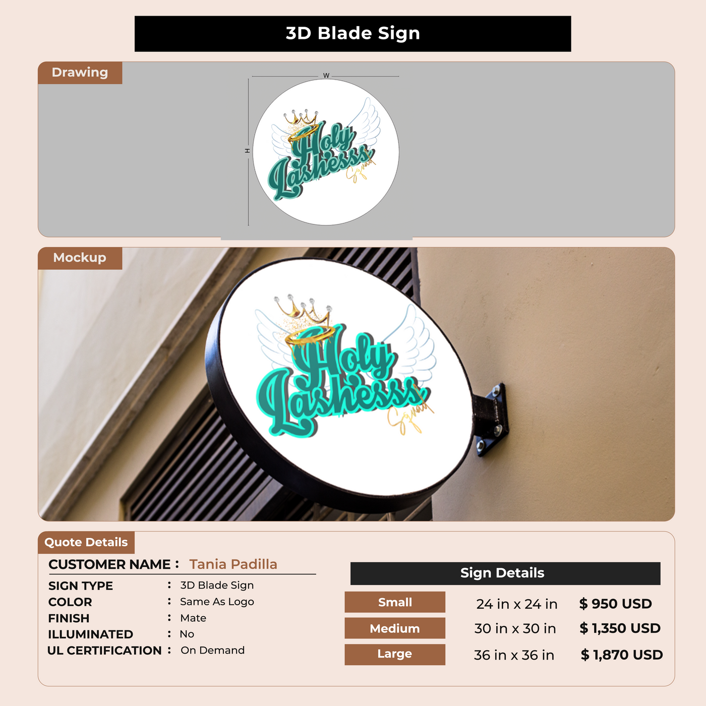 3D Blade Sign for Tania Padilla