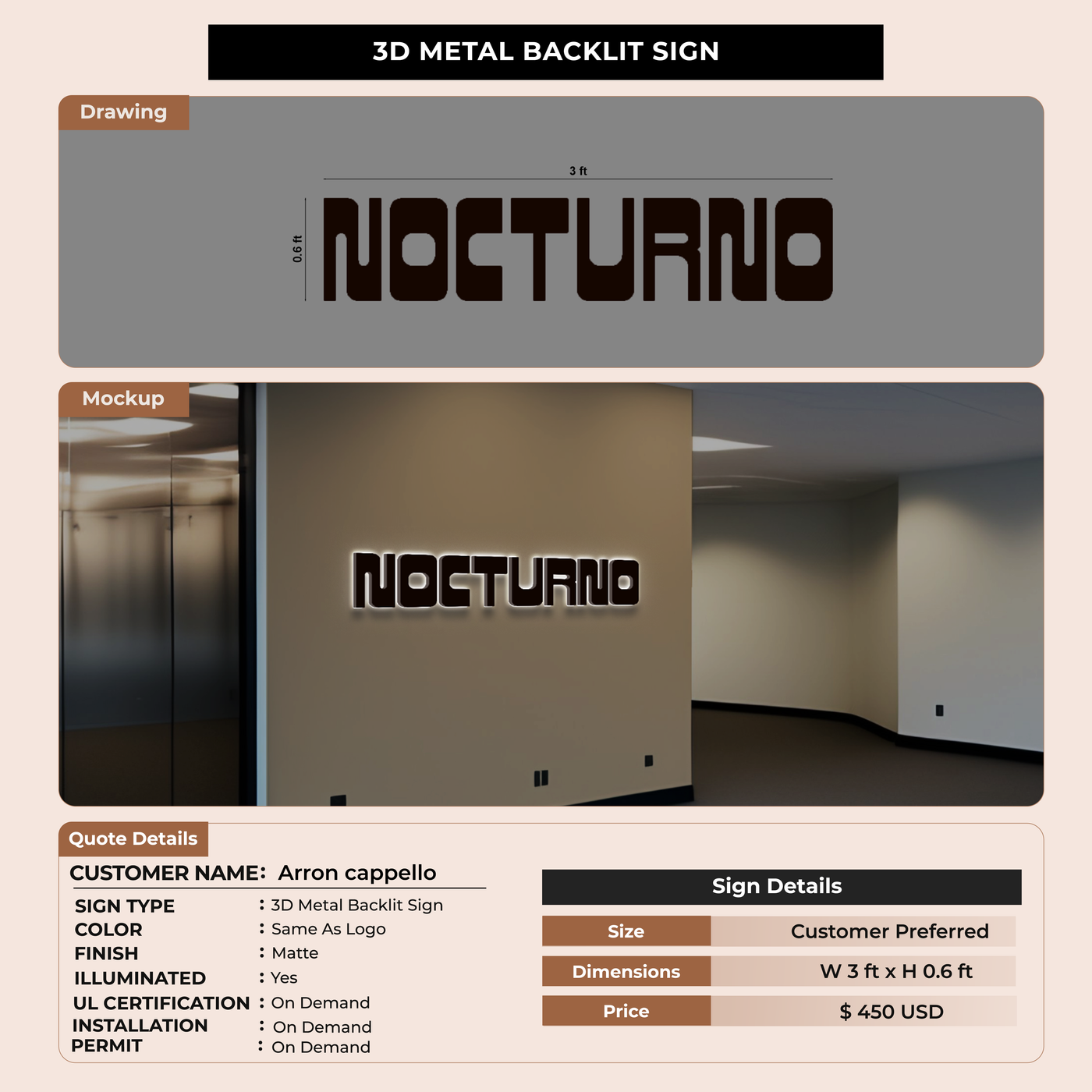 Business Signage for Arron cappello