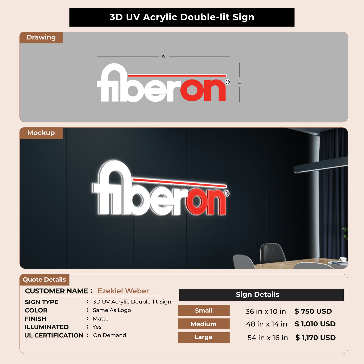 3D UV Acrylic Doublelit Sign for Ezekiel Weber