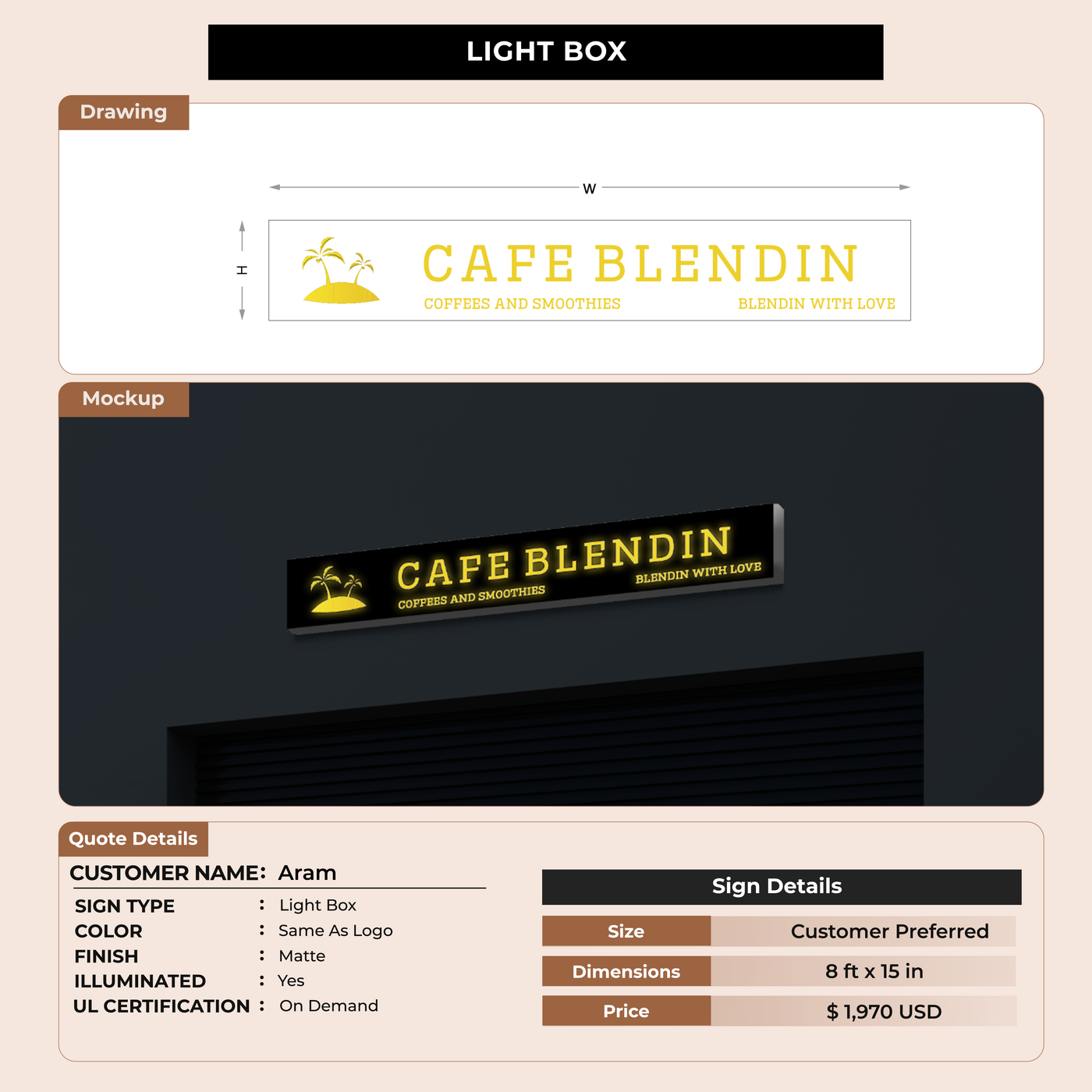 Light Box Signage for Aram