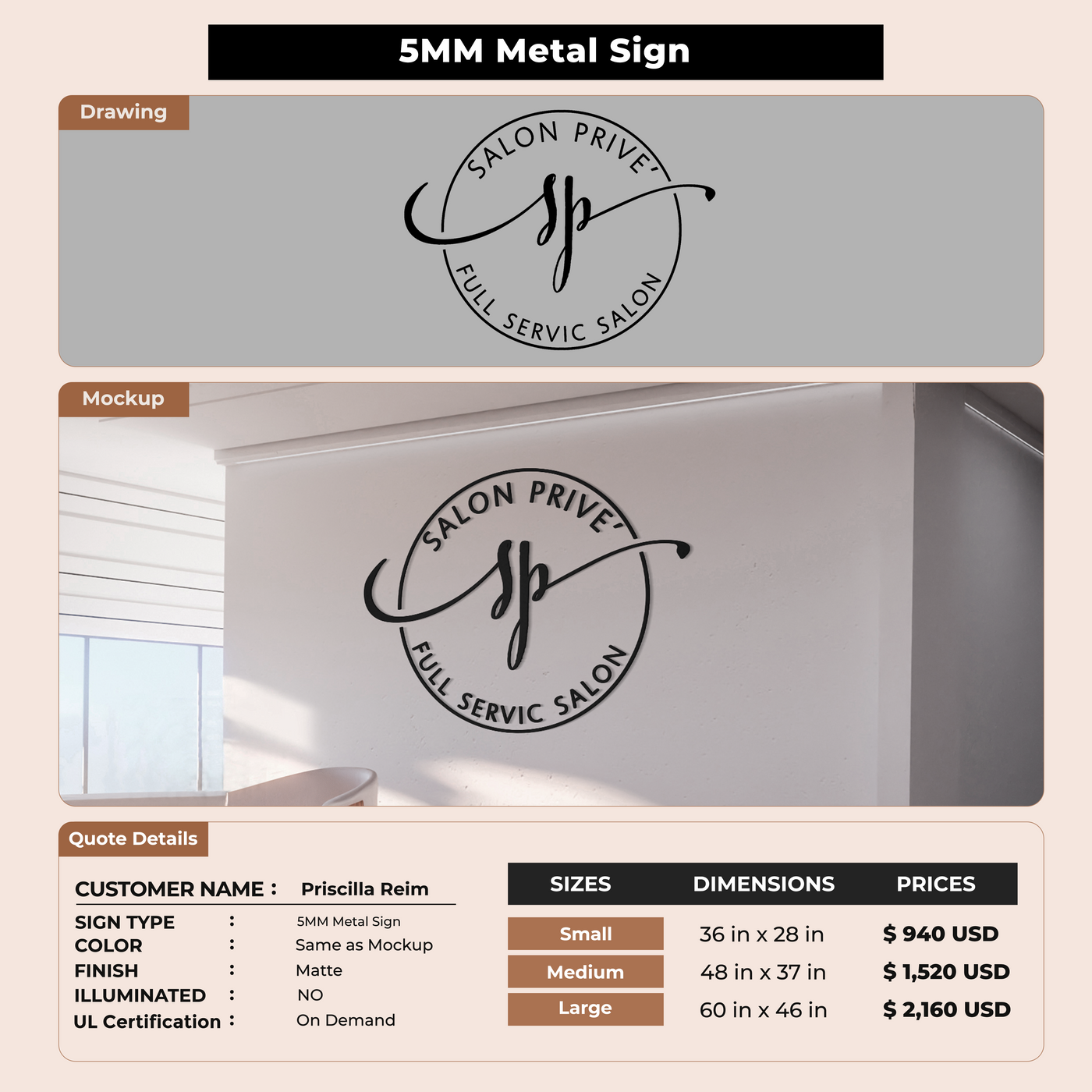 Custom Signs For Priscilla Reim